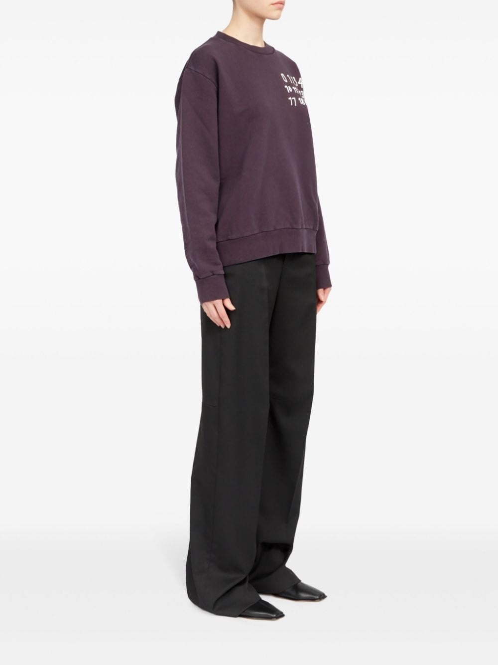 Numbers-print cotton sweatshirt - 3