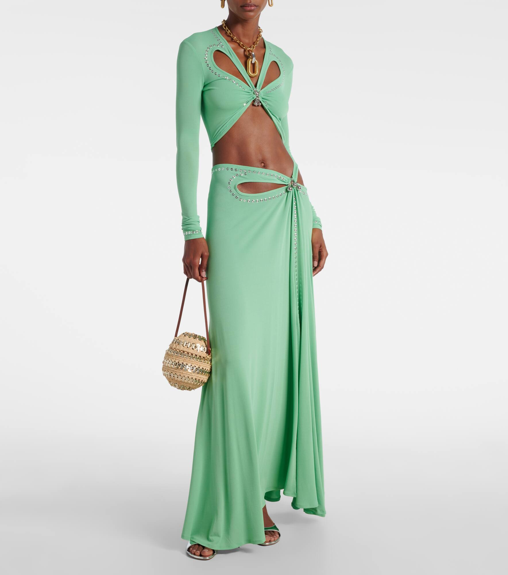 Cutout embellished crop top - 2