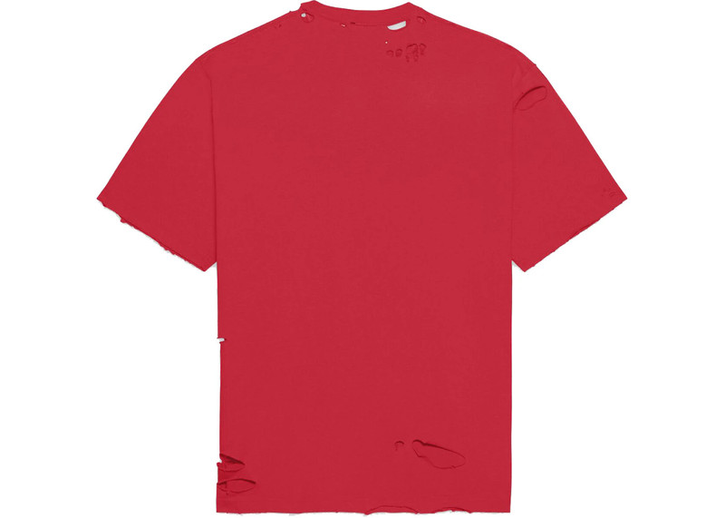 BALENCIAGA Balenciaga Caps Destroyed Flatground T-shirt Raspberry/White outlook