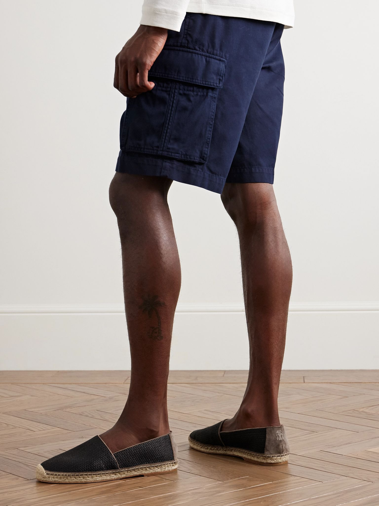 Suede-Trimmed Raffia Espadrilles Black - 2