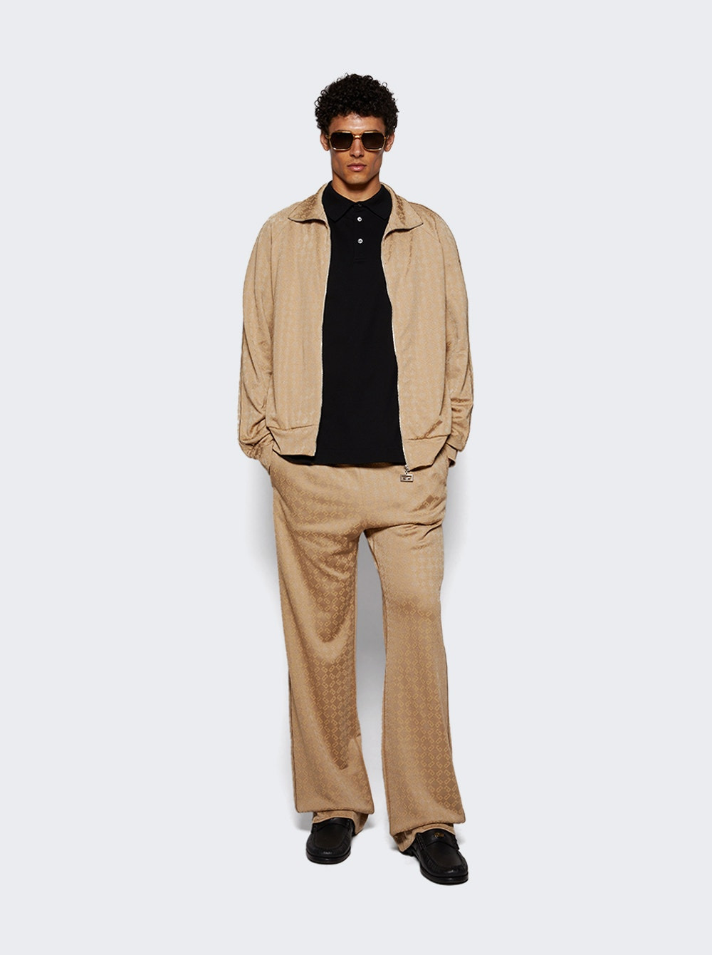 Vintage Full Zipped Tracksuit Sweatshirt Beige Cappuccino - 5