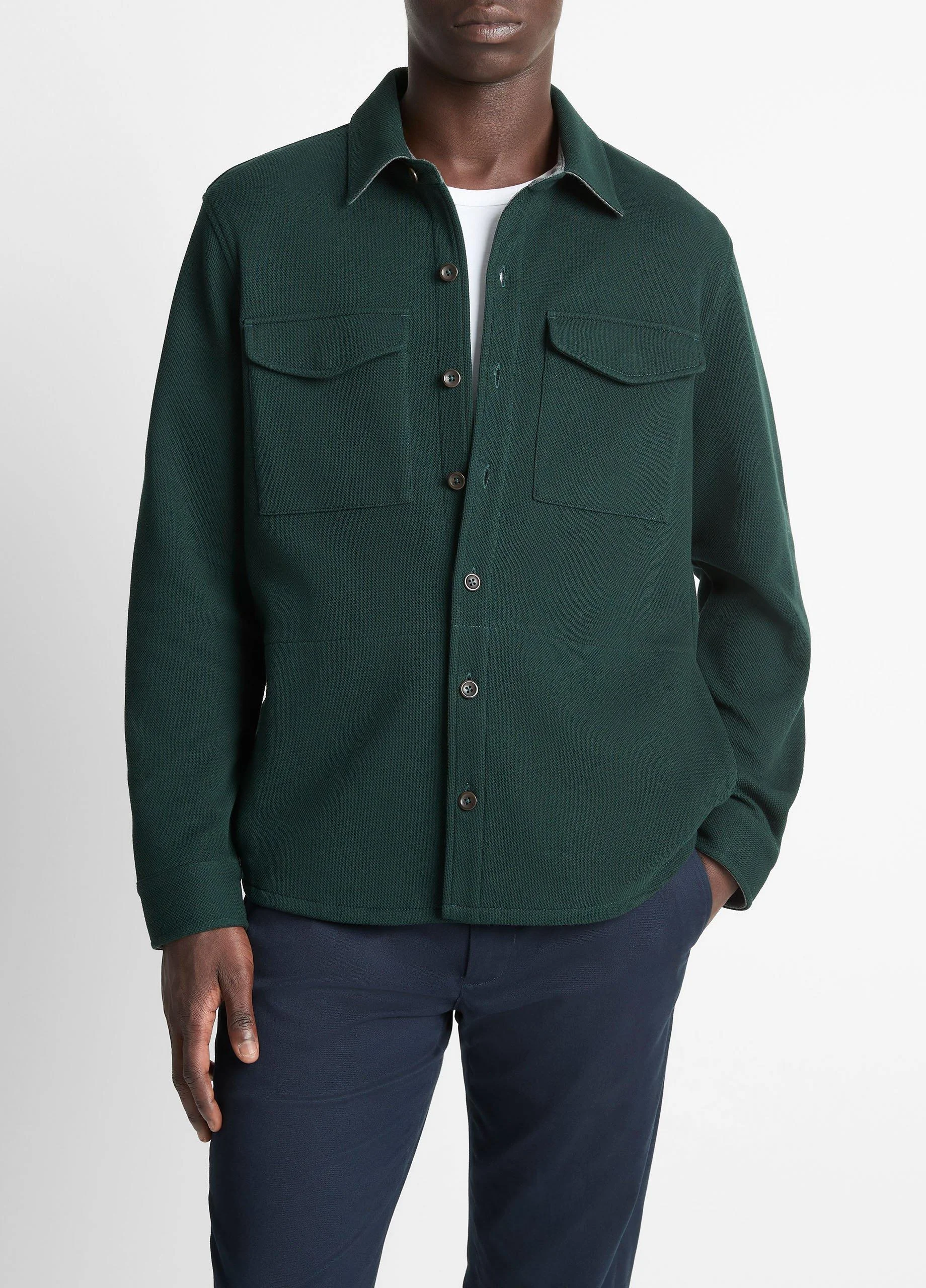 Double-Knit Cotton-Blend Piqué Shirt Jacket - 1