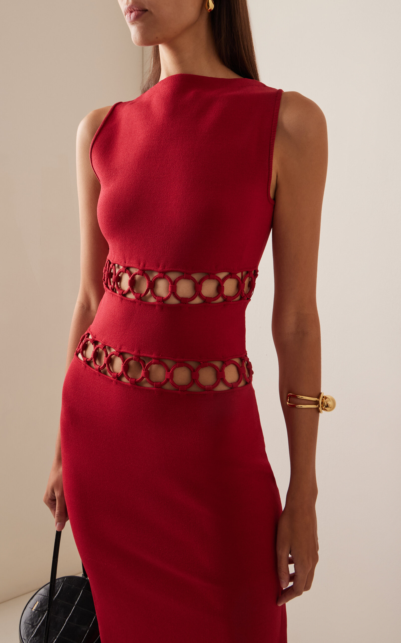 River Cutout Knit Maxi Dress burgundy - 2