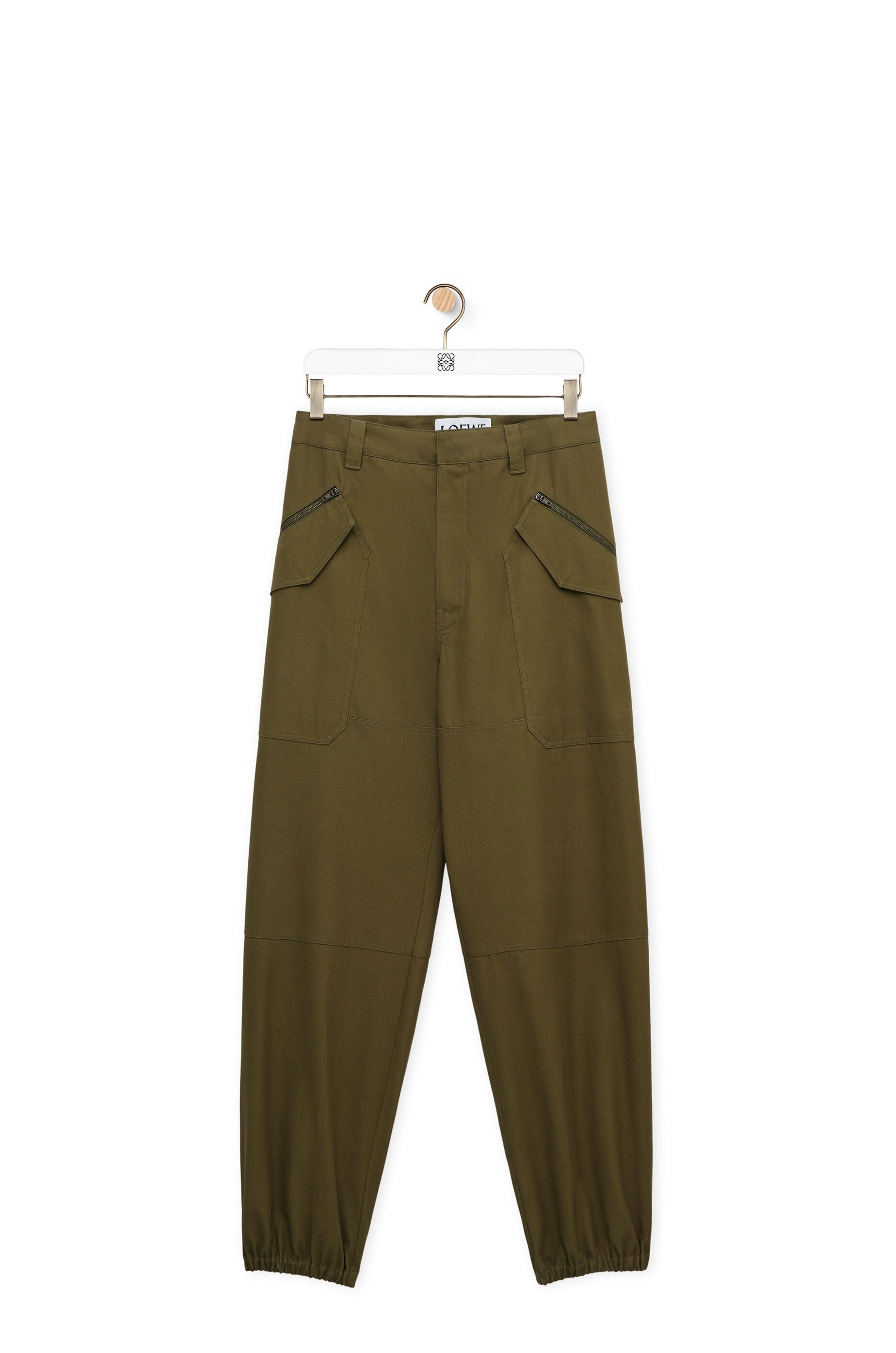 カーゴパンツ Loewe Cotton and silk cargo trousers Cargo trousers in cotton and silk Green - LOEWE