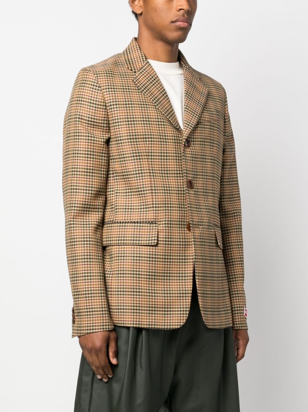 checked single-breasted blazer - 3