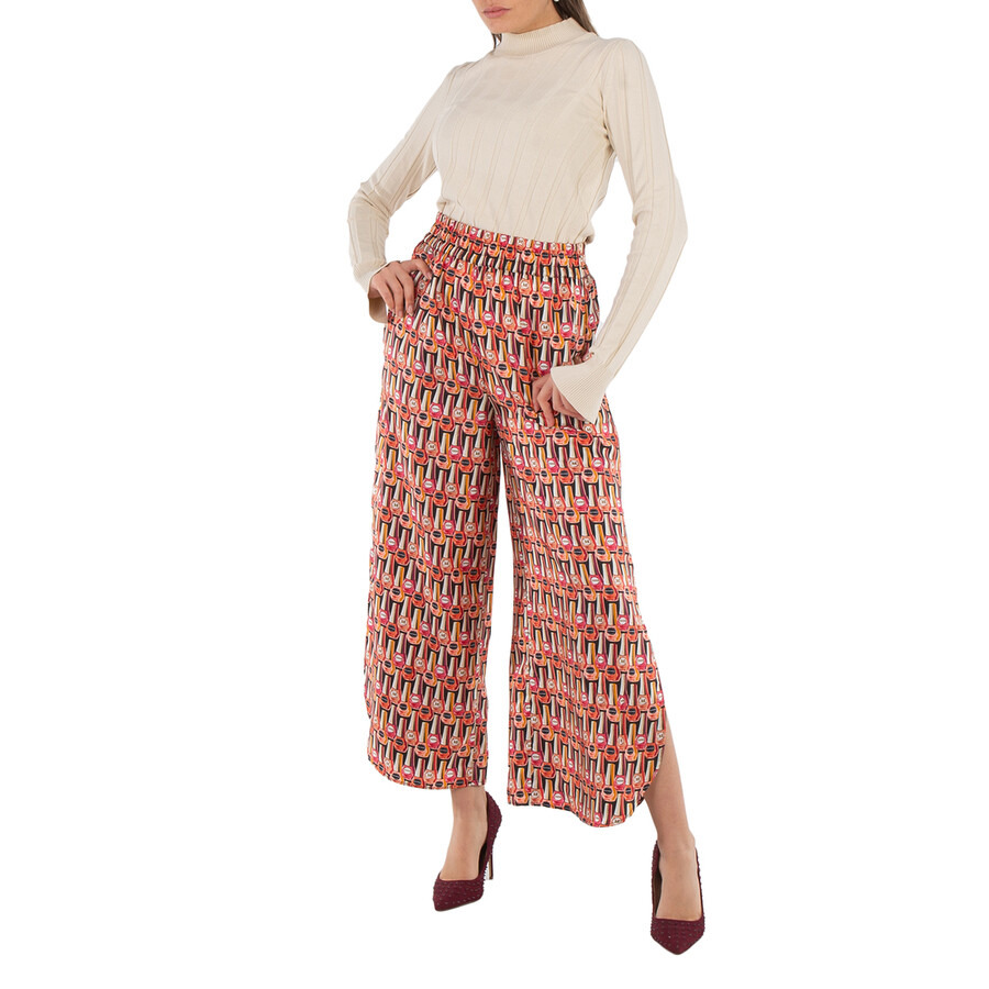 Max Mara Ladies Salmon Quark Nail Polish Prints Pants - 6