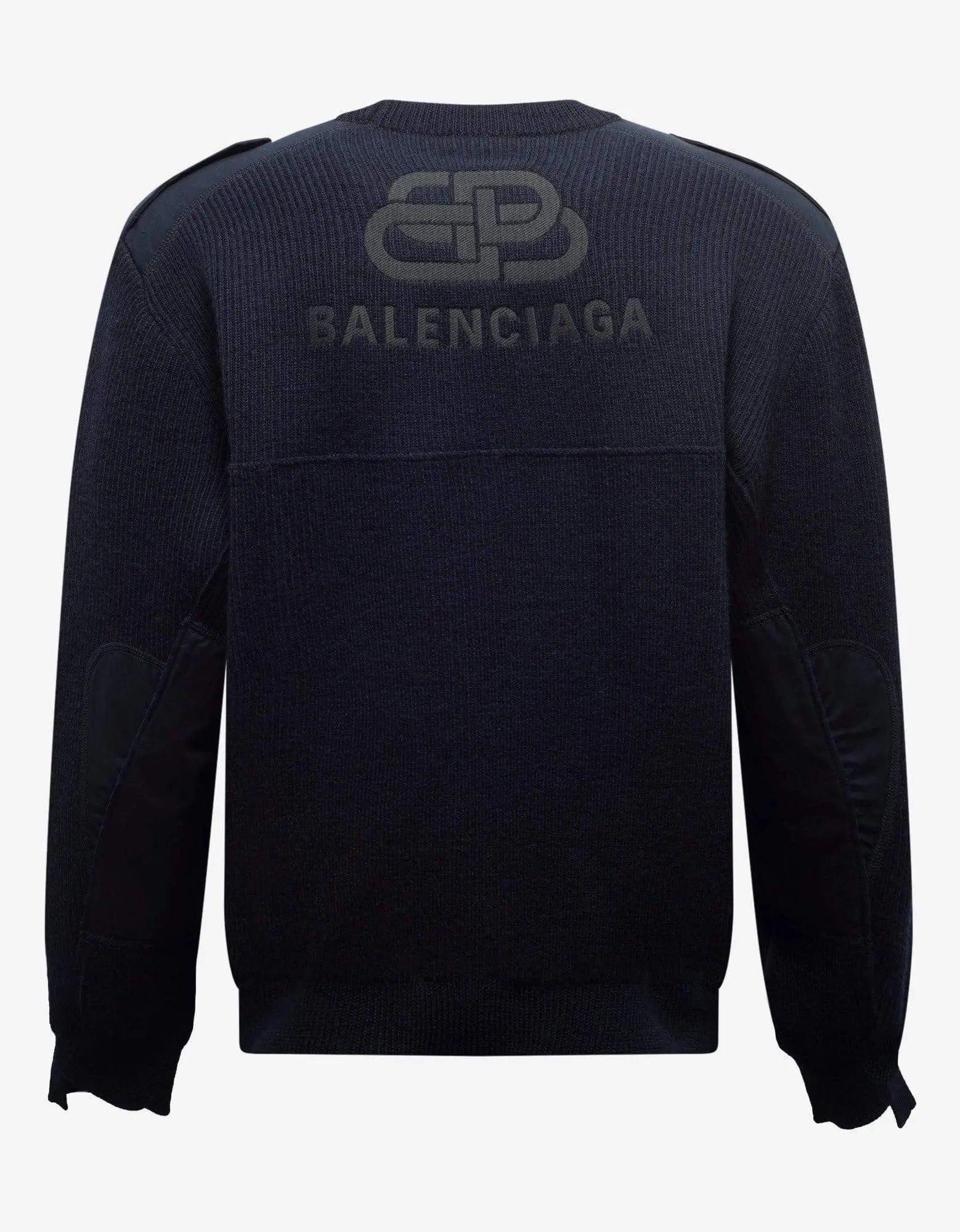 Balenciaga Navy Blue Logo Panelled Sweater - 2