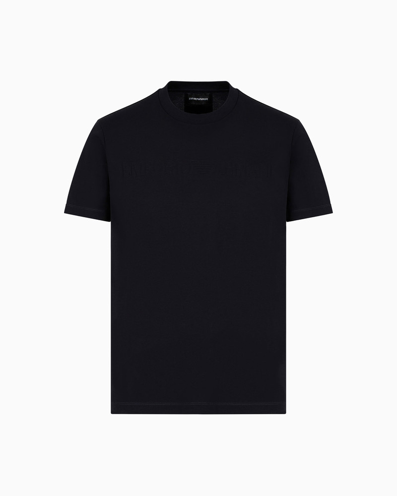 Jersey T-shirt with jacquard logo 1