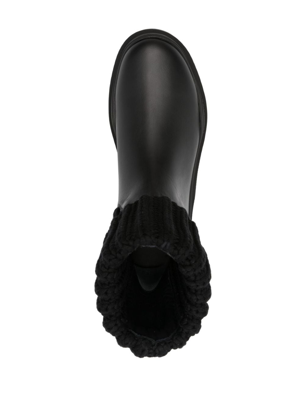 Larue ribbed-knit leather boots - 4