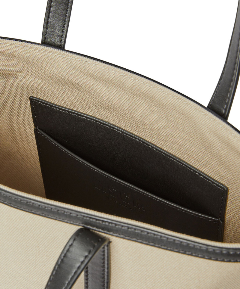 Canvas cotton mini tote bag with leather details 4