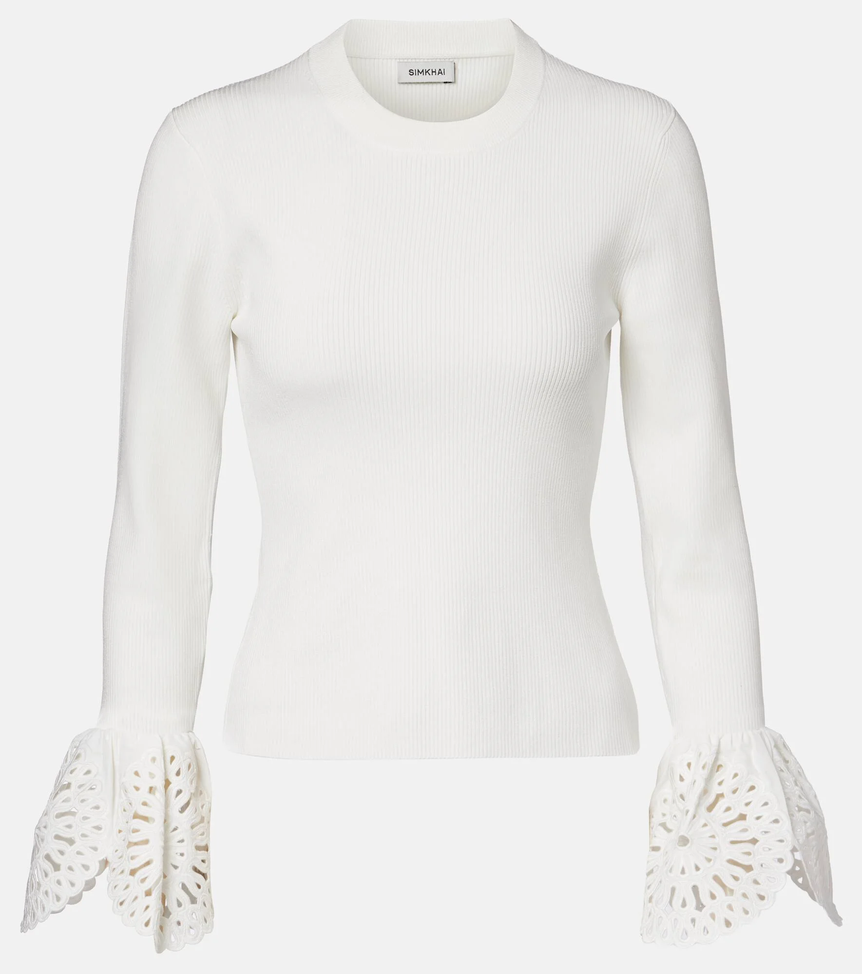 Ferrera broderie anglaise ribbed-knit top - 1