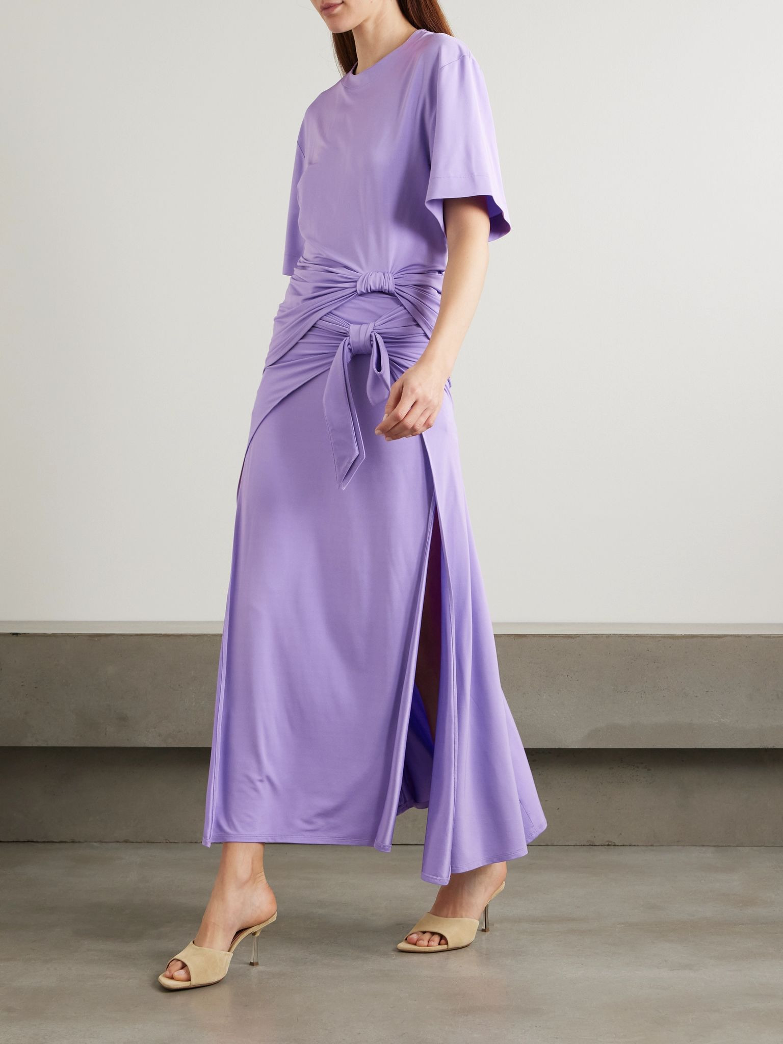 Knotted stretch-jersey T-shirt Purple - 2