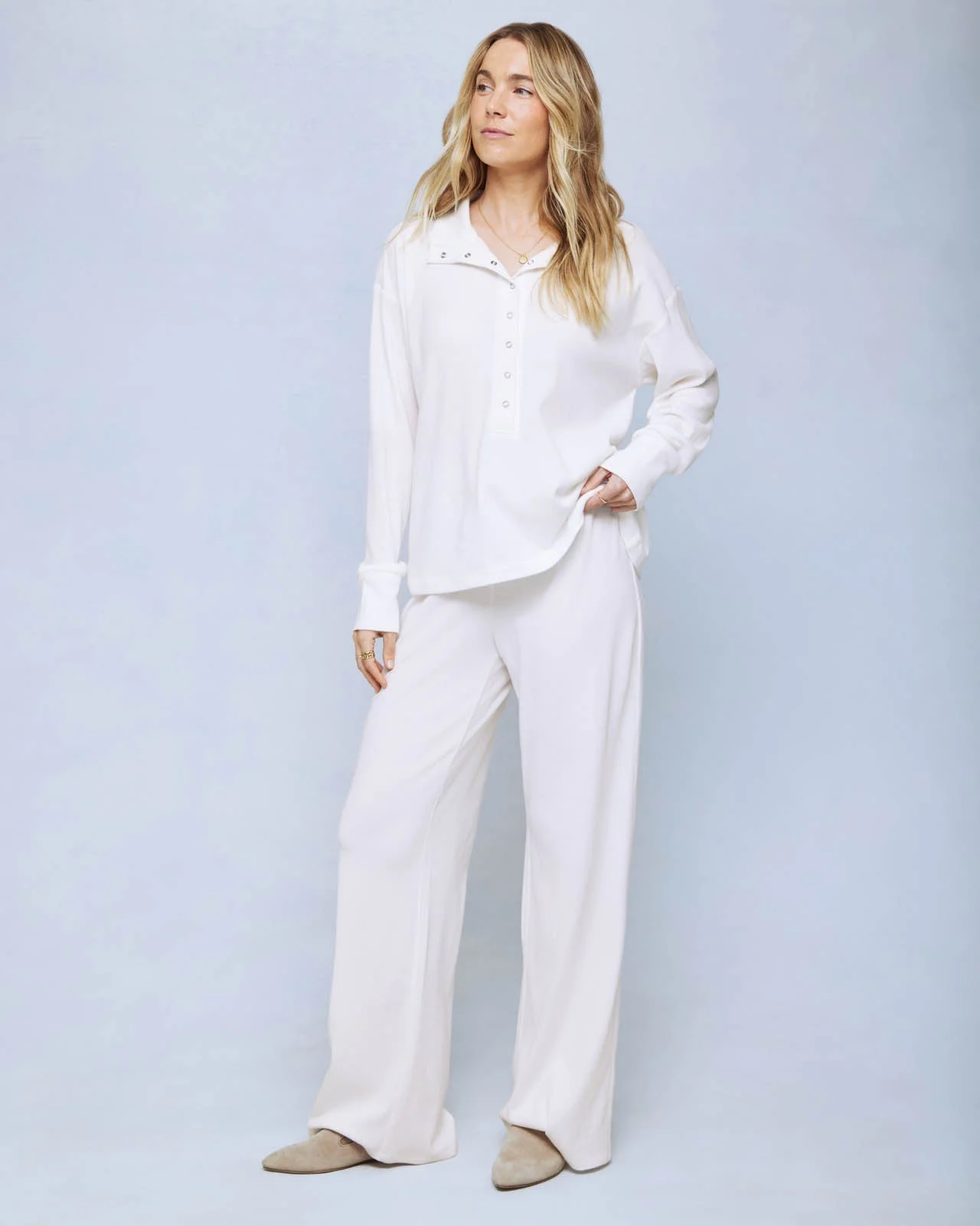 Ivory All Day Waffle Knit PJ Set - 1