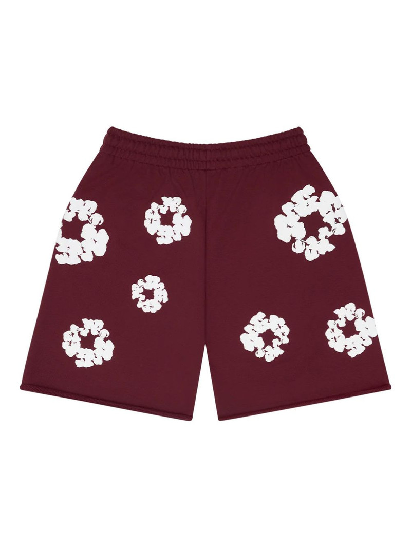 DENIM TEARS wreath-print track shorts outlook