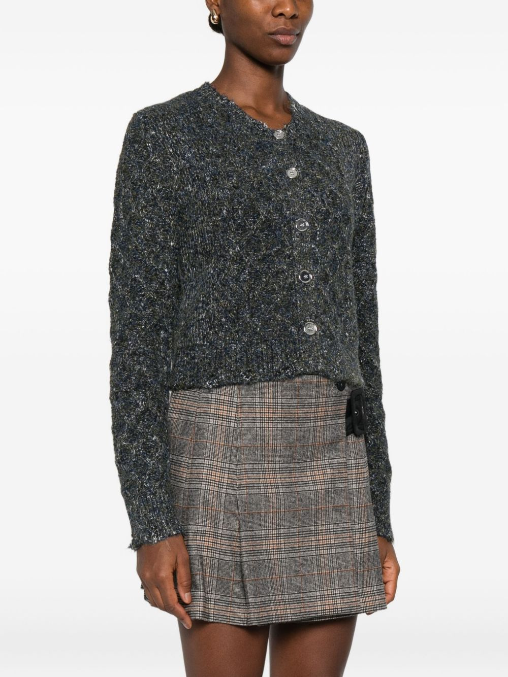 metallic-knit cardigan - 3