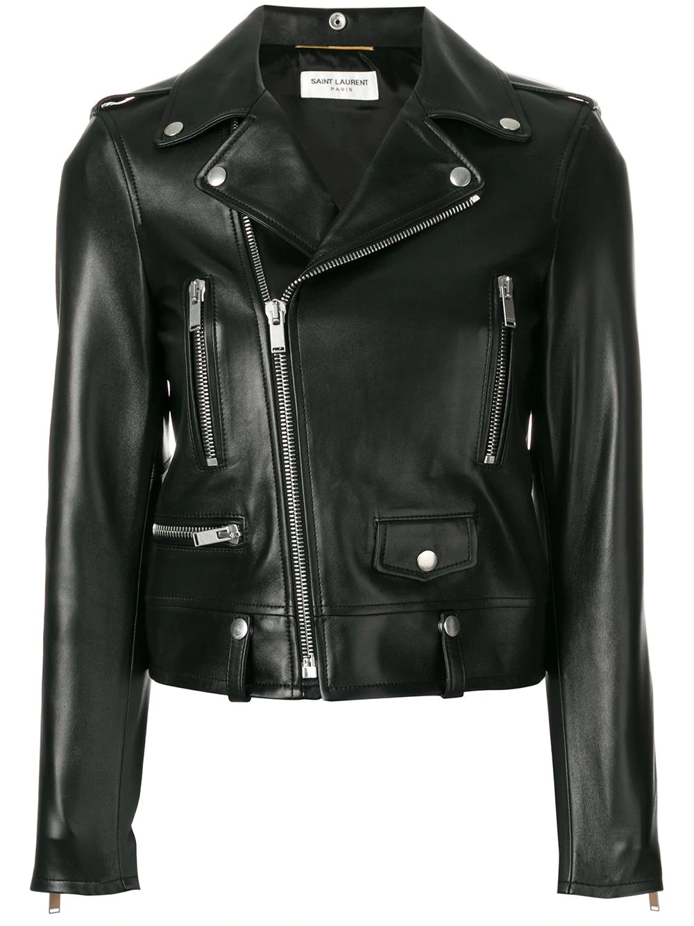 zip-up leather biker jacket - 1