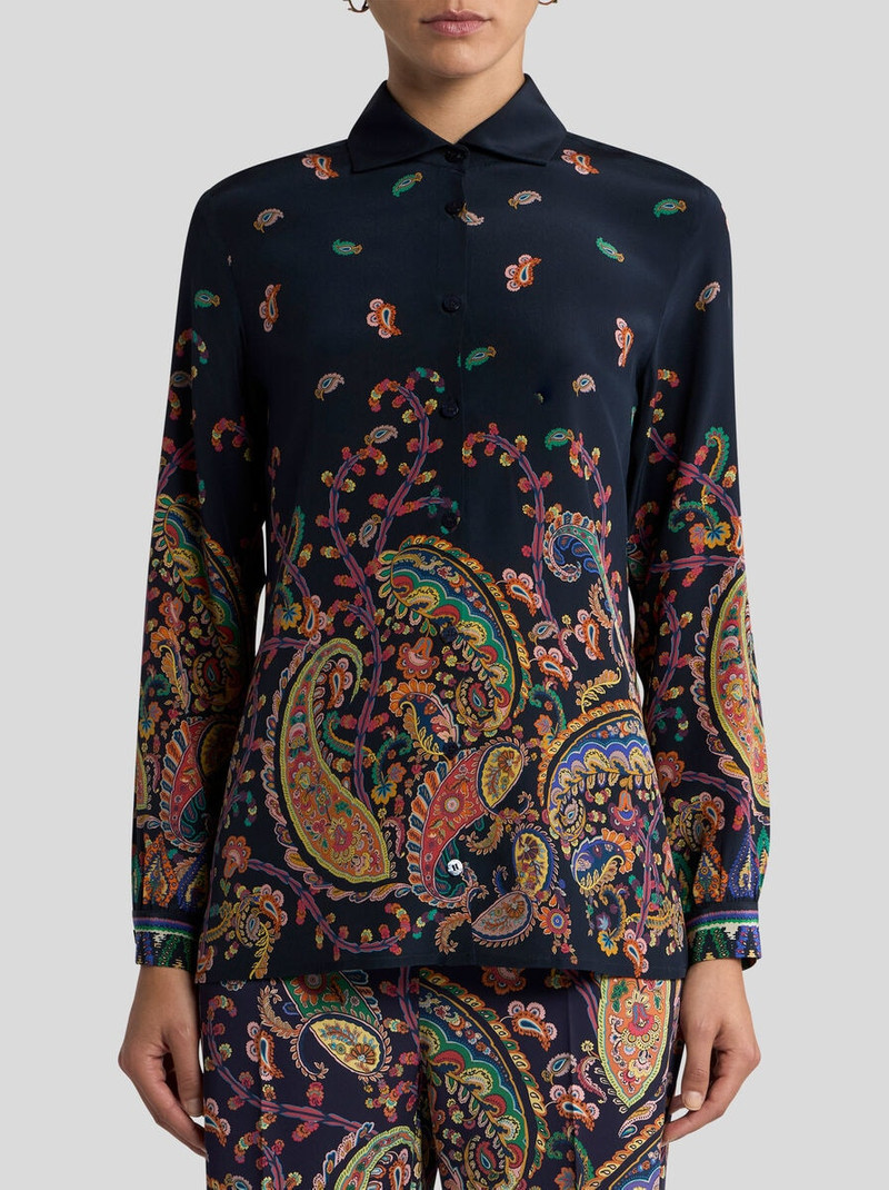 SILK SHIRT WITH PLACED FLORAL PAISLEY PRINT 2