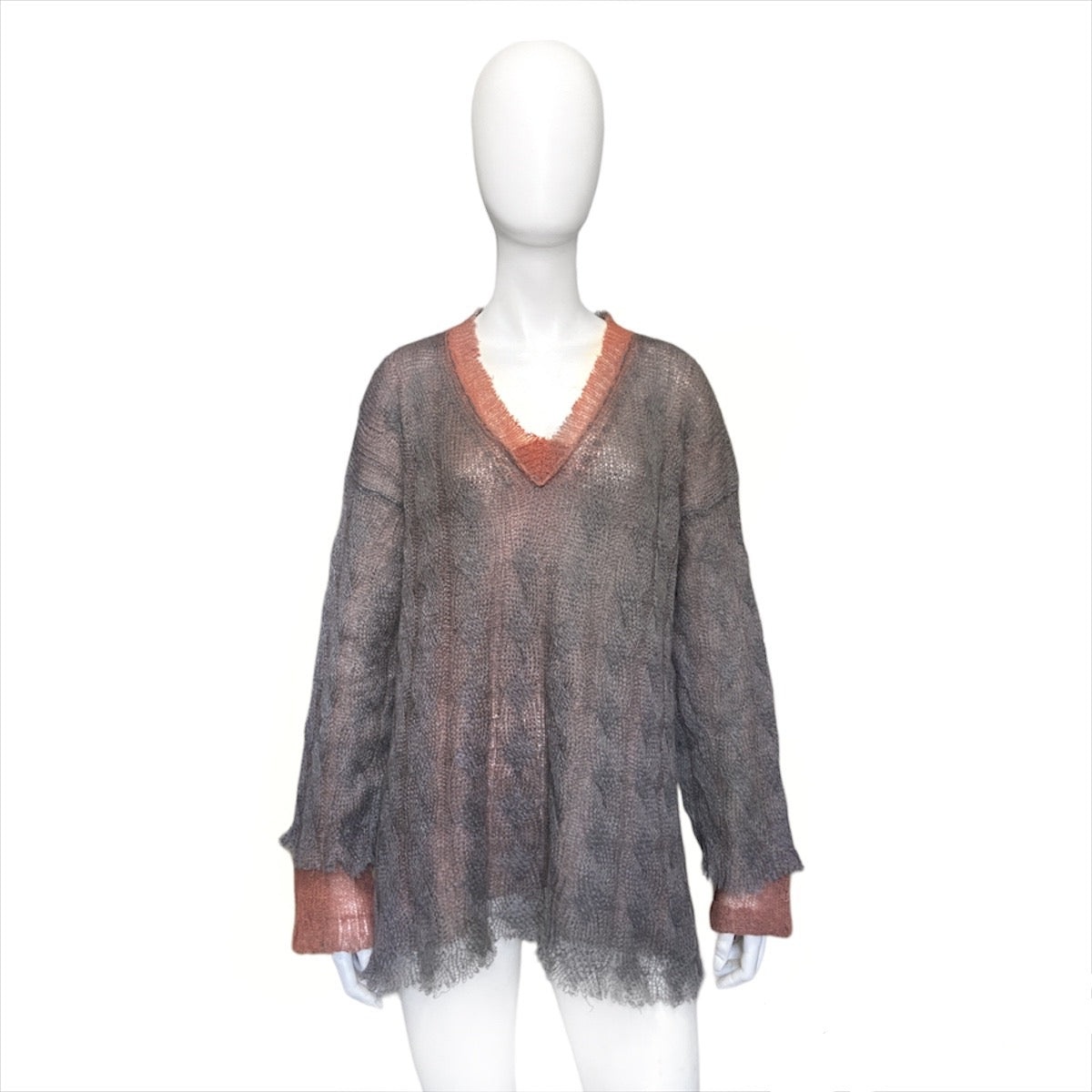 Maison Margiela FW17 oversized double mohair grunge open knit sweater - 4