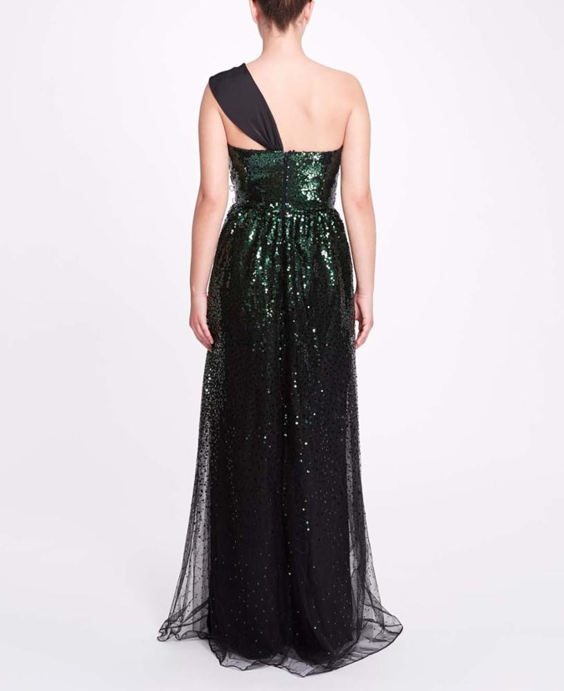 ONE SHOULDER SEQUIN DEGRADE GOWN - 3