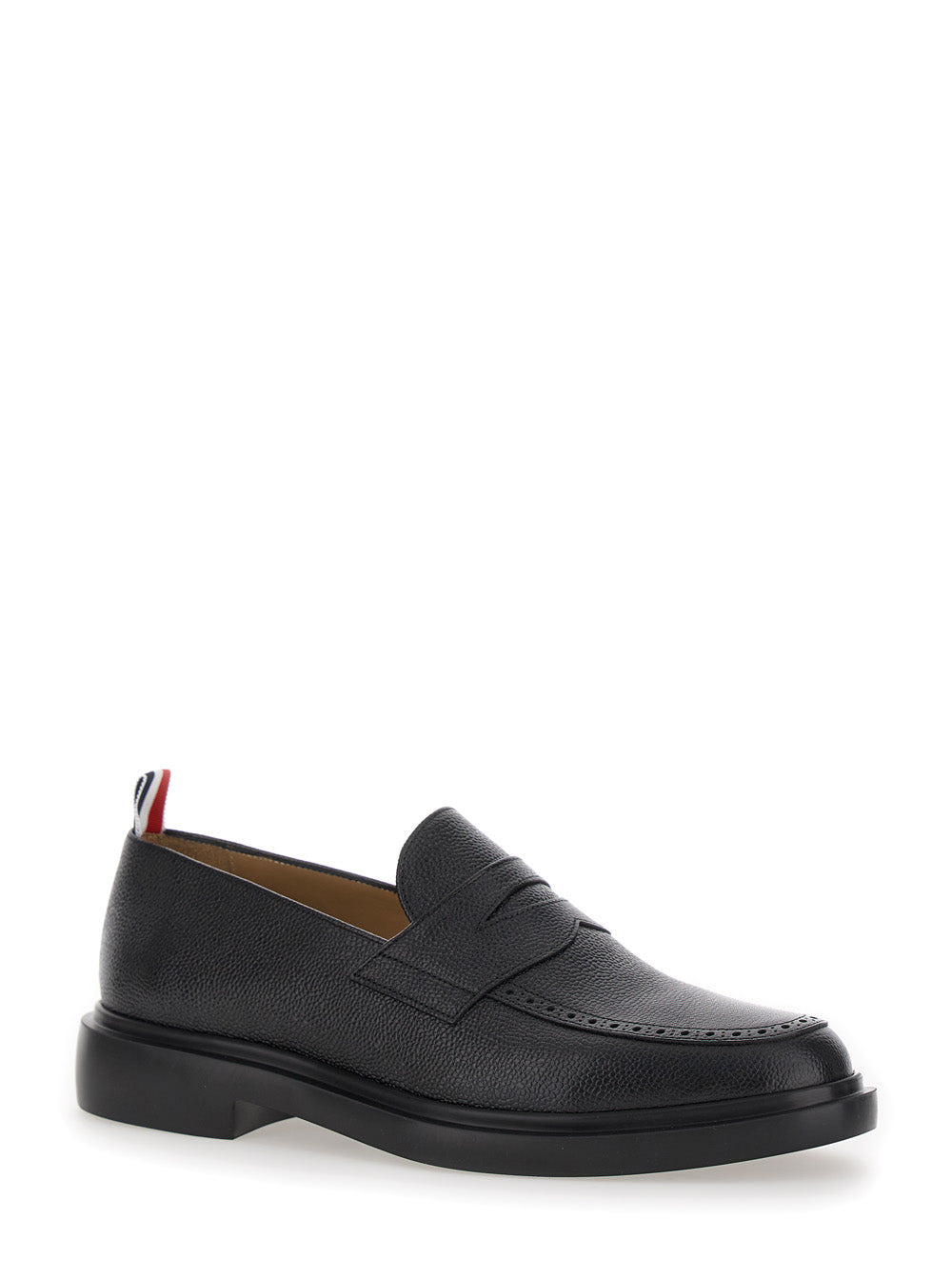 Thom Browne Men Black Slip-On Loafers With Loop Detail In Leather Man - 2