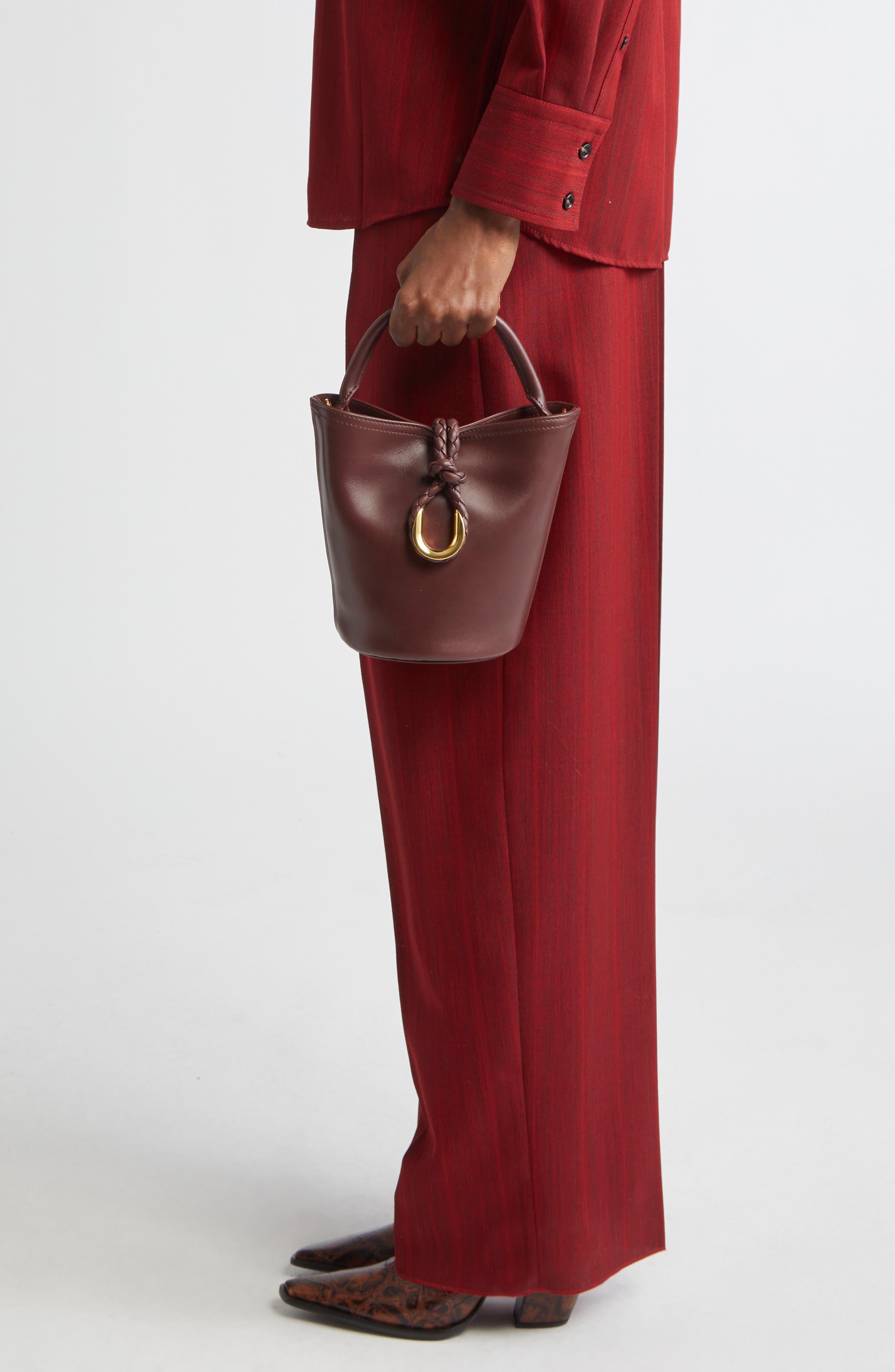 Bottega Veneta Mini Liberta Leather Bucket Bag in 2129 Madder Brown-M B at Nordstrom - 3