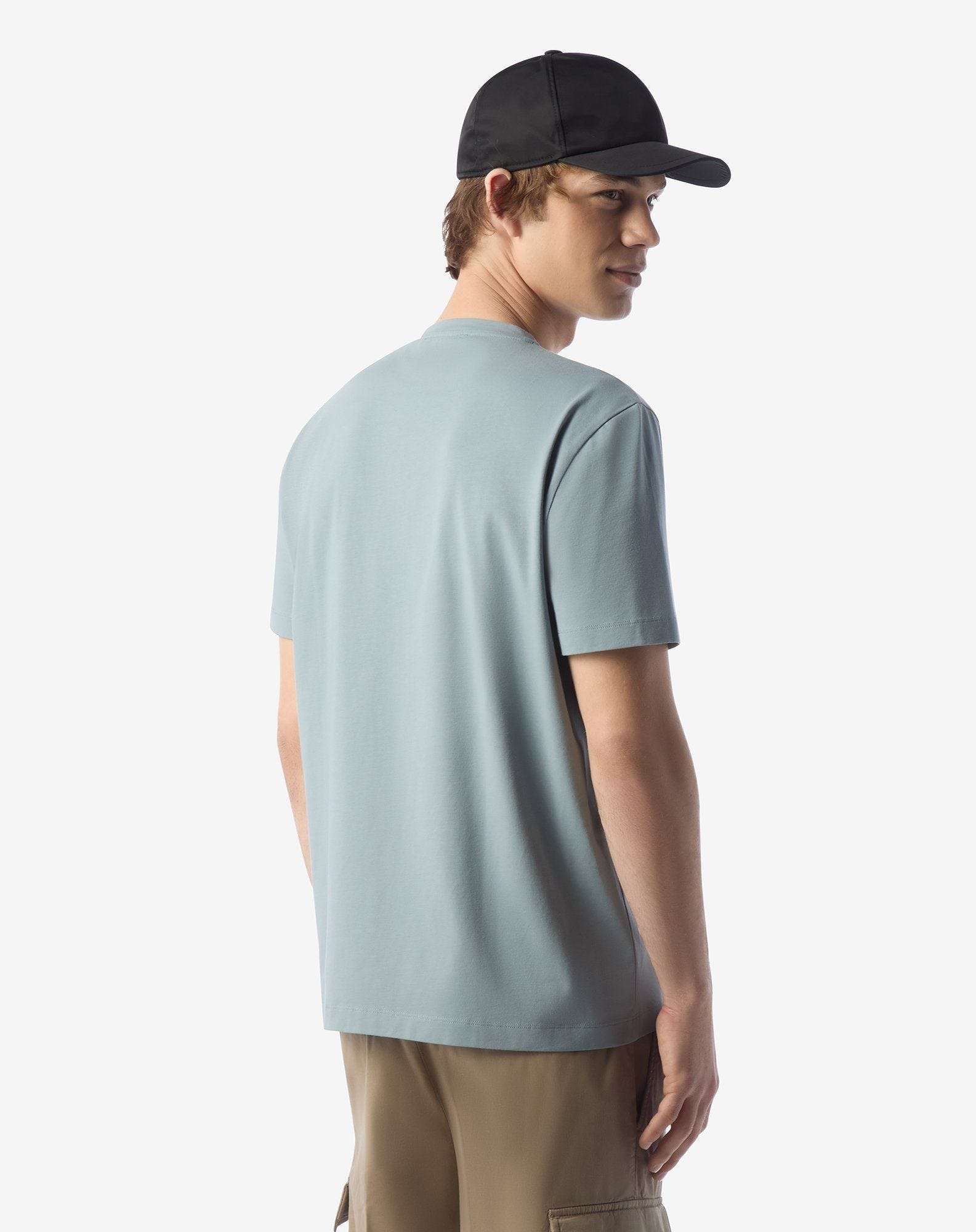 Light blue/pale green stretch jersey crew neck t-shirt - 3
