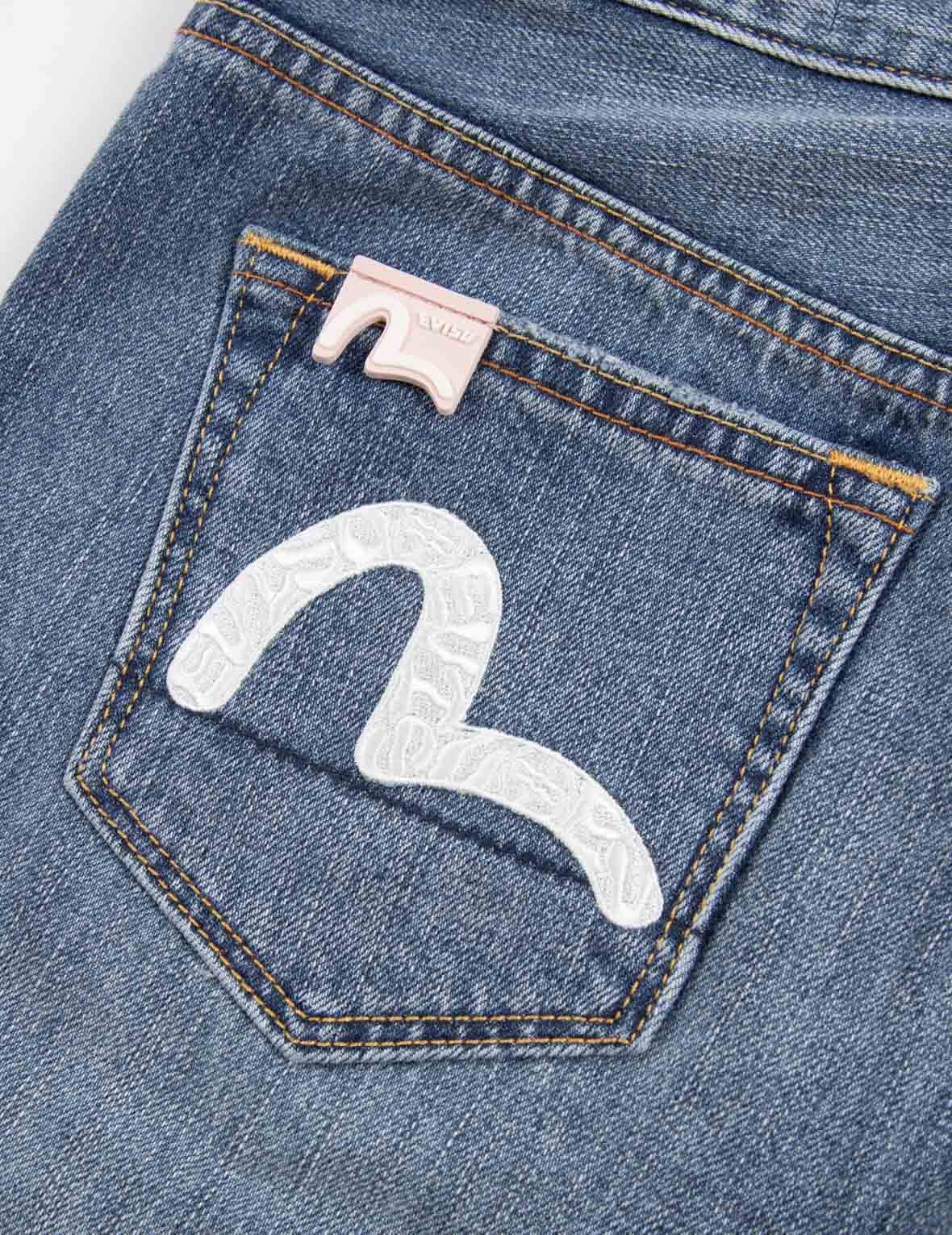 SEAGULL EMBROIDERY STRAIGHT FIT JEANS - 7