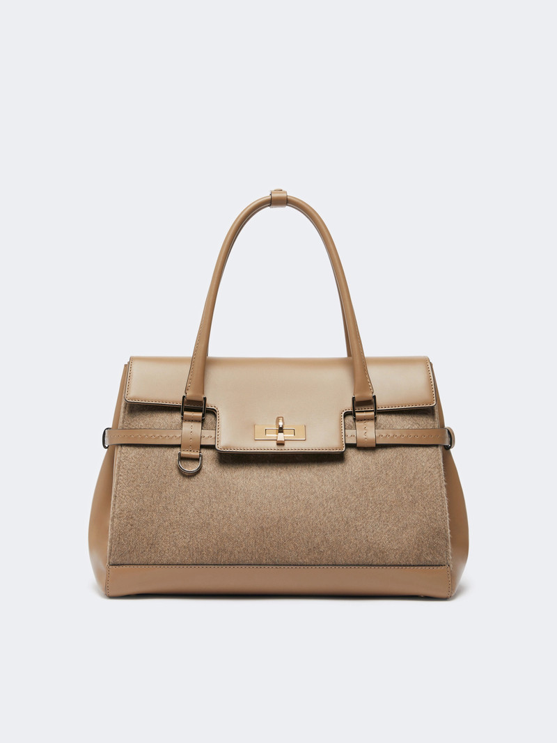 MARGAUX25WS Cashmere and leather handbag - BROWN 1