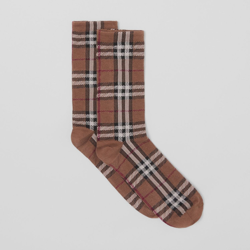 Vintage Check Intarsia Cotton Cashmere Blend Socks 4
