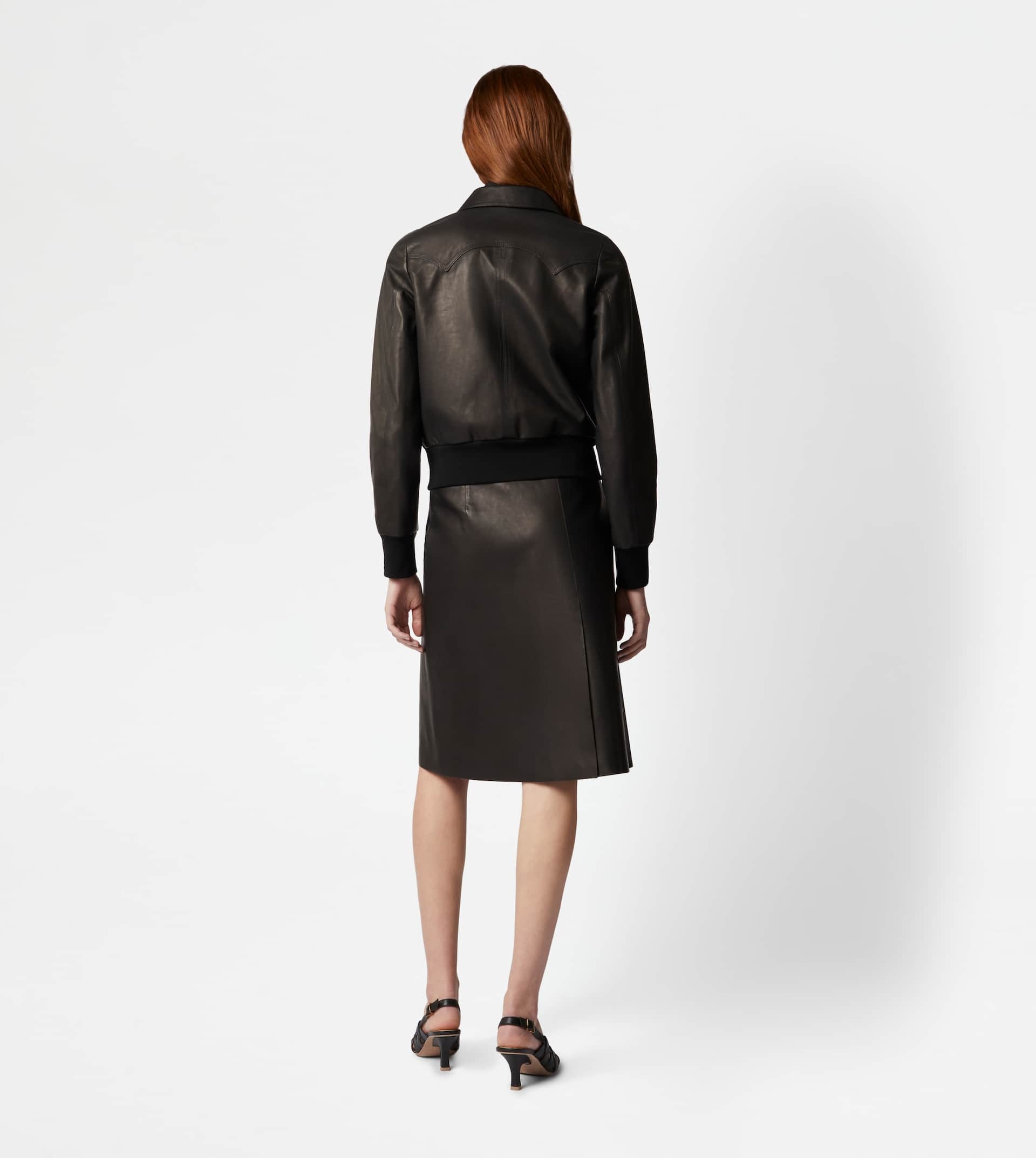 BOMBER JACKET IN LEATHER - BLACK - 3