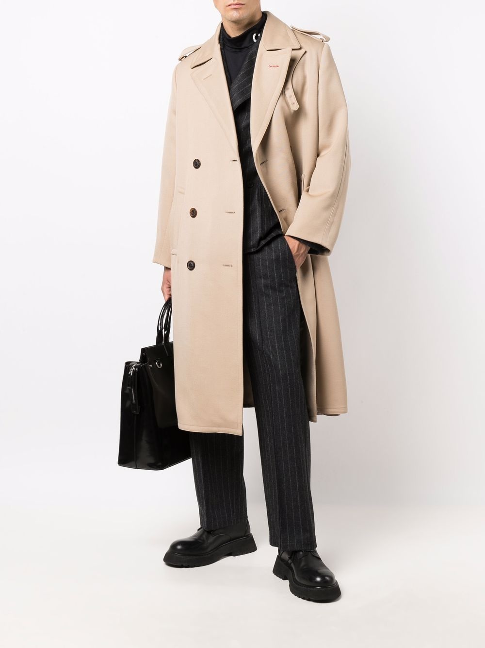 double-breasted wool trench coat - 2