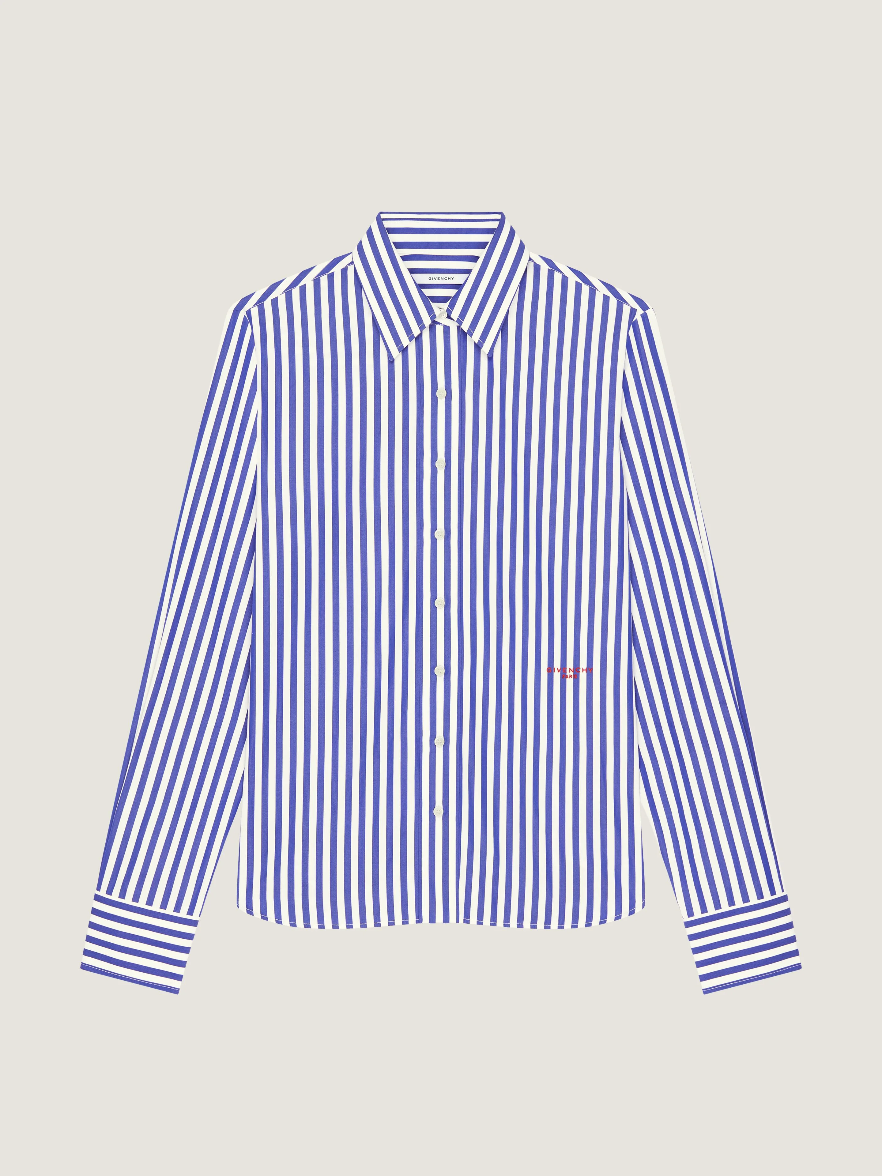 STRIPED SHIRT IN POPLIN WITH GIVENCHY PARIS EMBROIDERY - 1