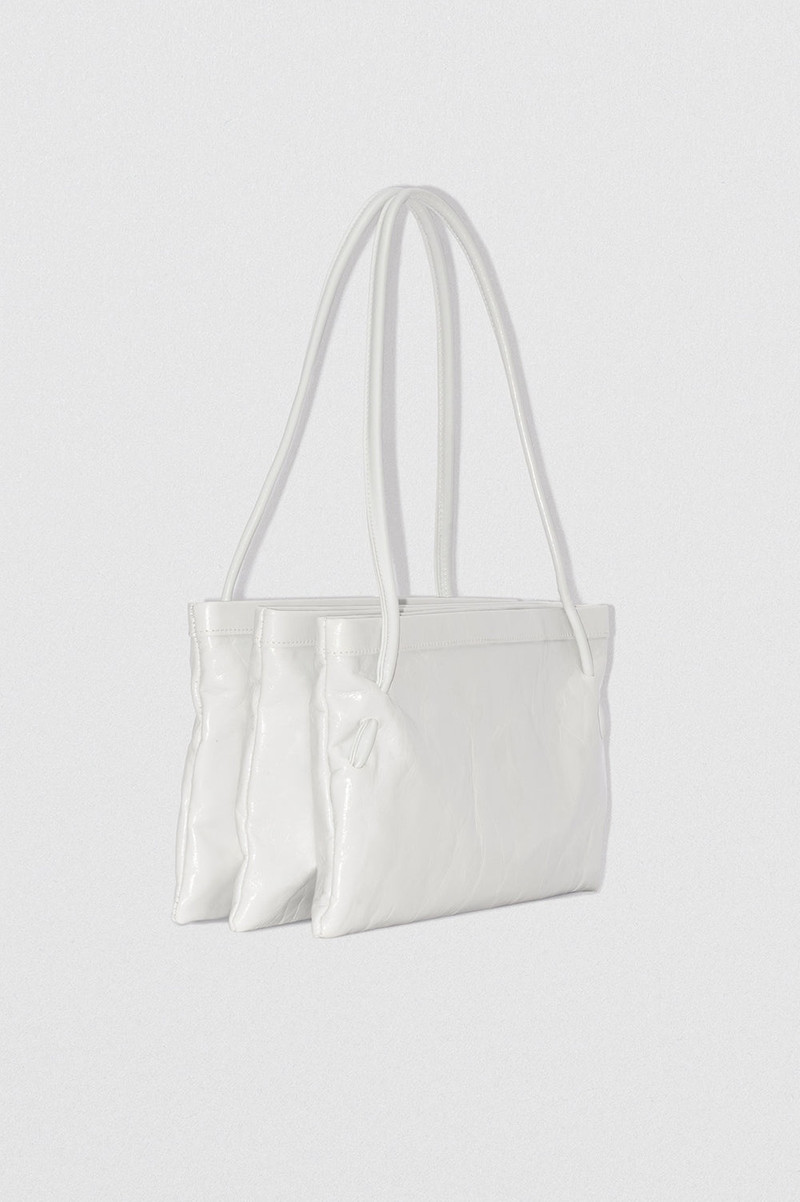 BY FAR HANNAH BURRATA CREASED CALF LEATHER SHOULDER BAG outlook