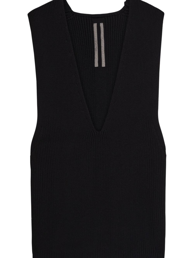 Rick Owens V-neck ribbed vest outlook