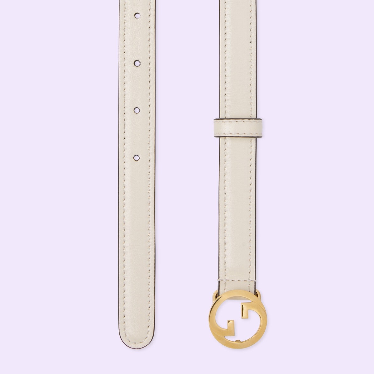 Gucci Thin Belt with Crystal Gucci Buckle, Size Gucci 85, White, Leather