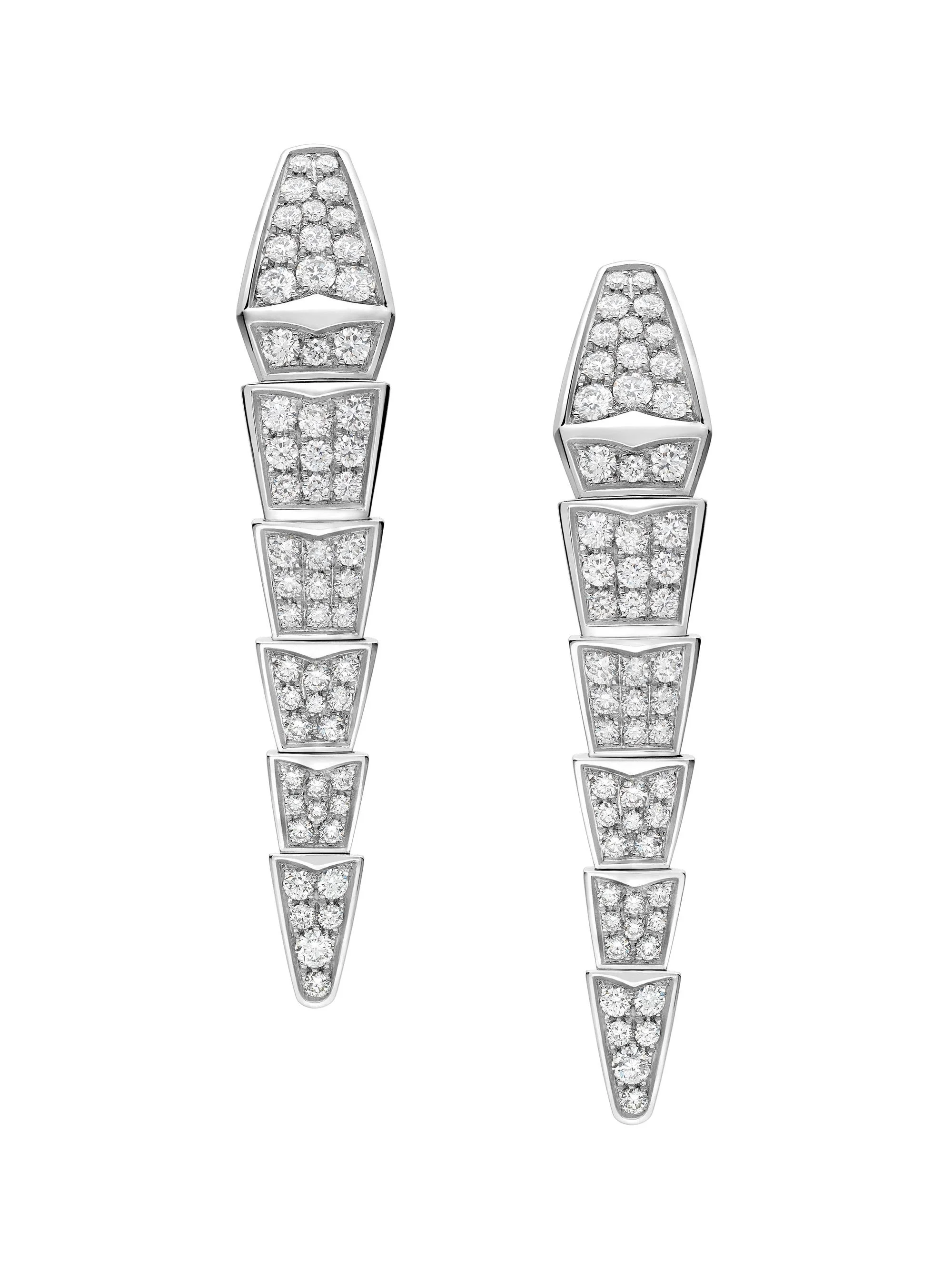 Women's Serpenti Viper 18K White Gold & Pavè Diamond Drop Earrings - White Gold - 1