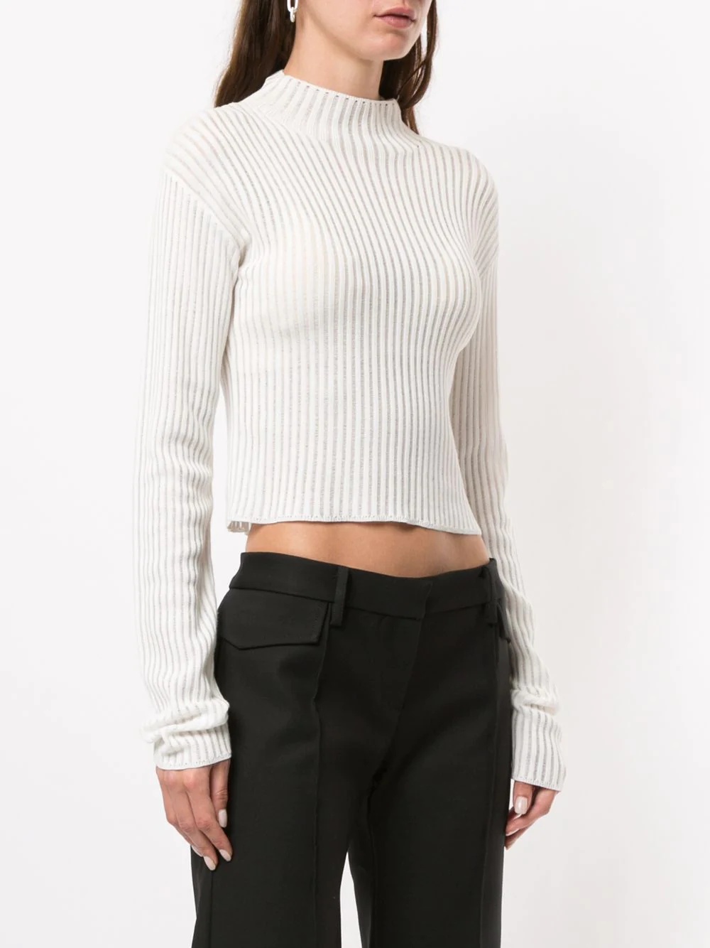 ribbed knit cropped jumper - 3