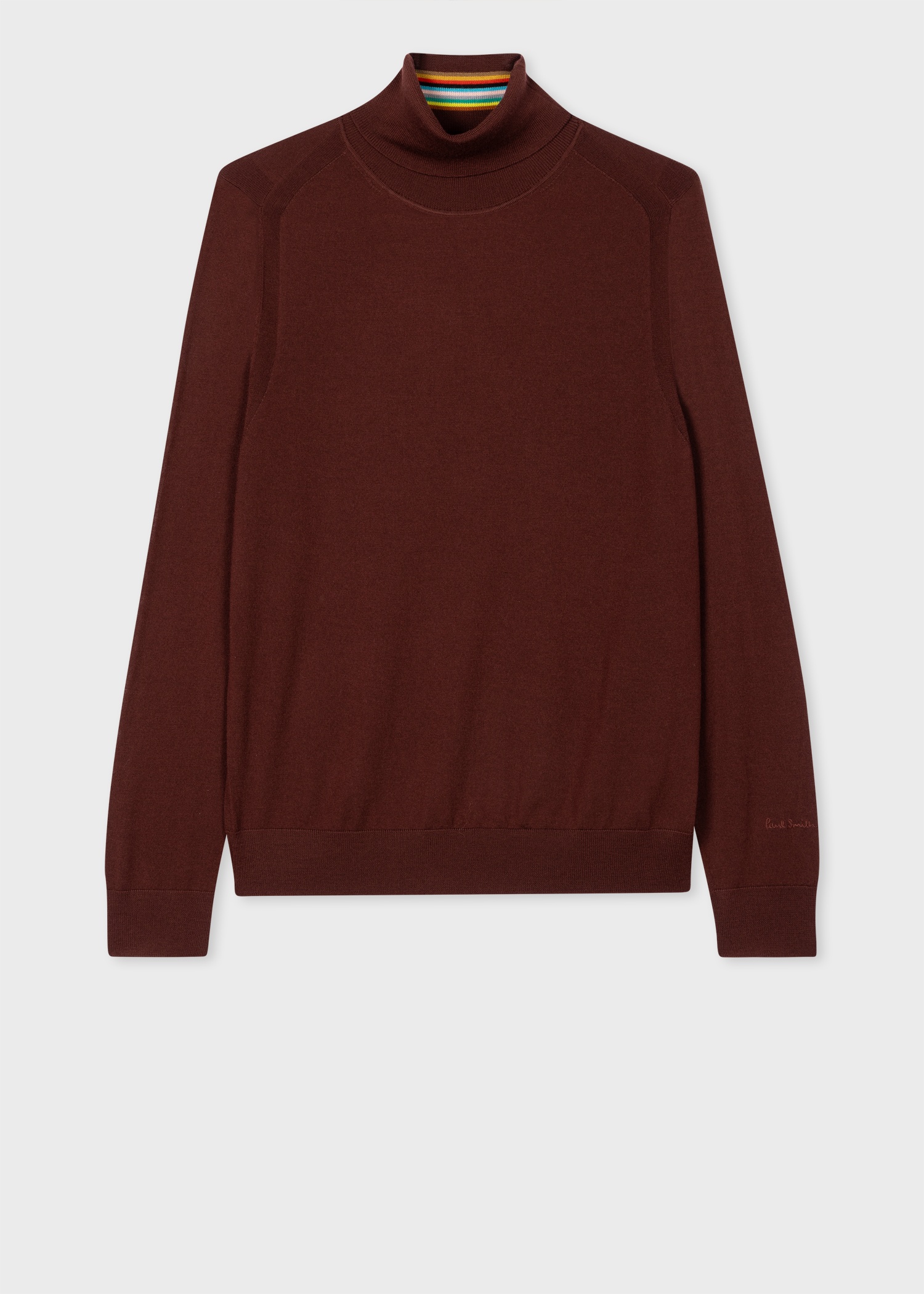 Burgundy Merino Wool Roll Neck Sweater - 1