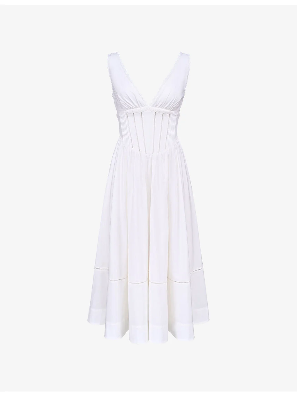 Samia V-Neck Stretch-Cotton Midi Dress - 1