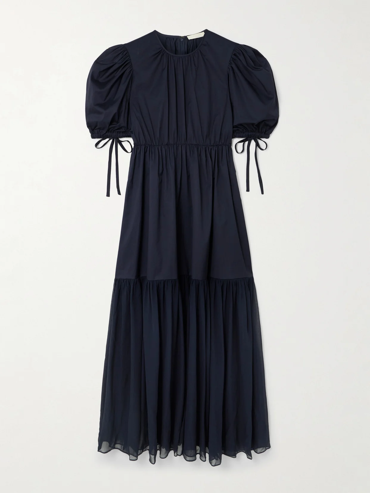 Collage Gathered Cotton-poplin And Silk-georgette Midi Dress - 1