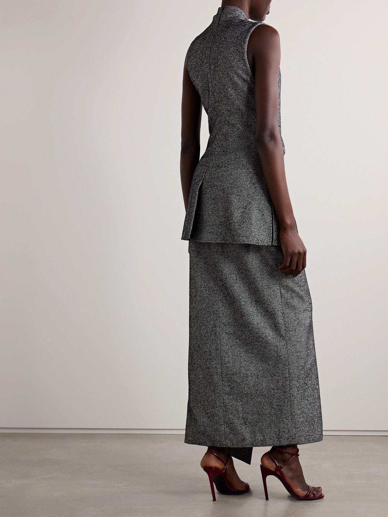The Margo Gathered Layered Wool-blend Maxi Dress - 3