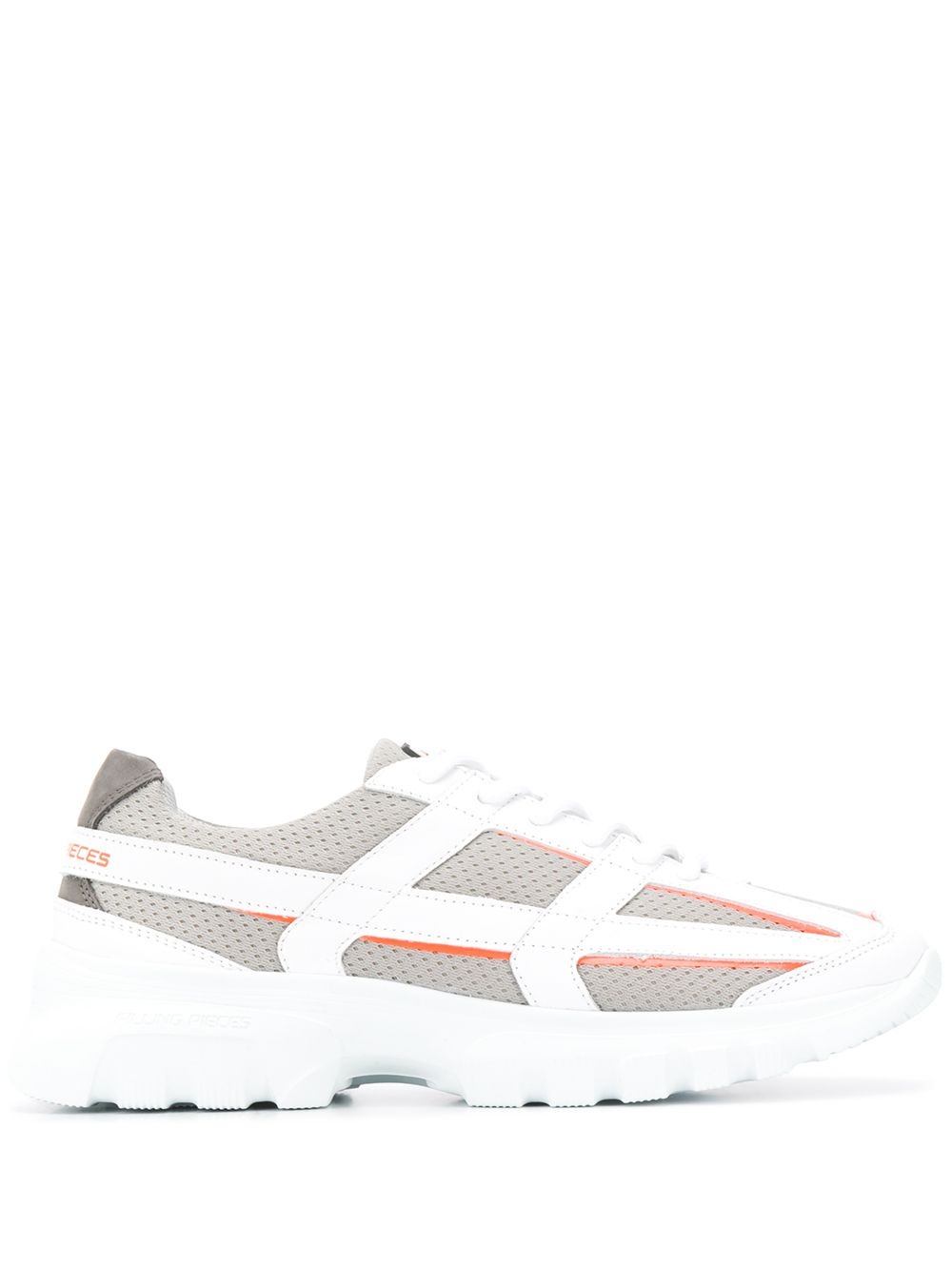 leather grid and mesh platform trainers - 1