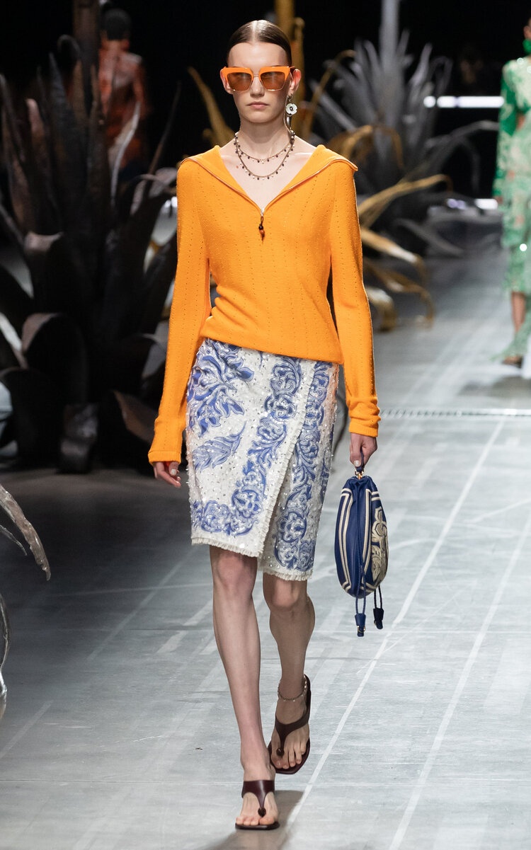 Zipped Knit Cotton-Blend Sweater orange - 2