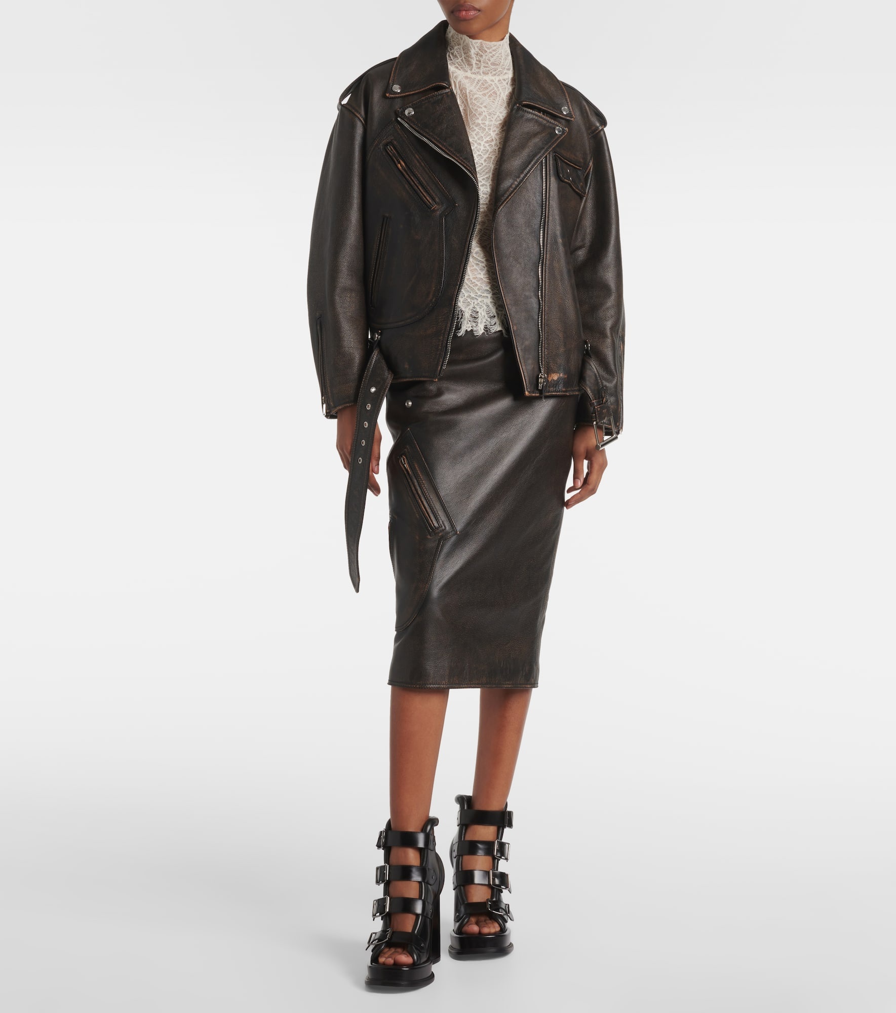 Leather biker jacket - 2