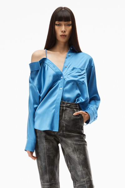 Alexander Wang OFF-SHOULDER SHIRT IN SILK CHARMEUSE outlook