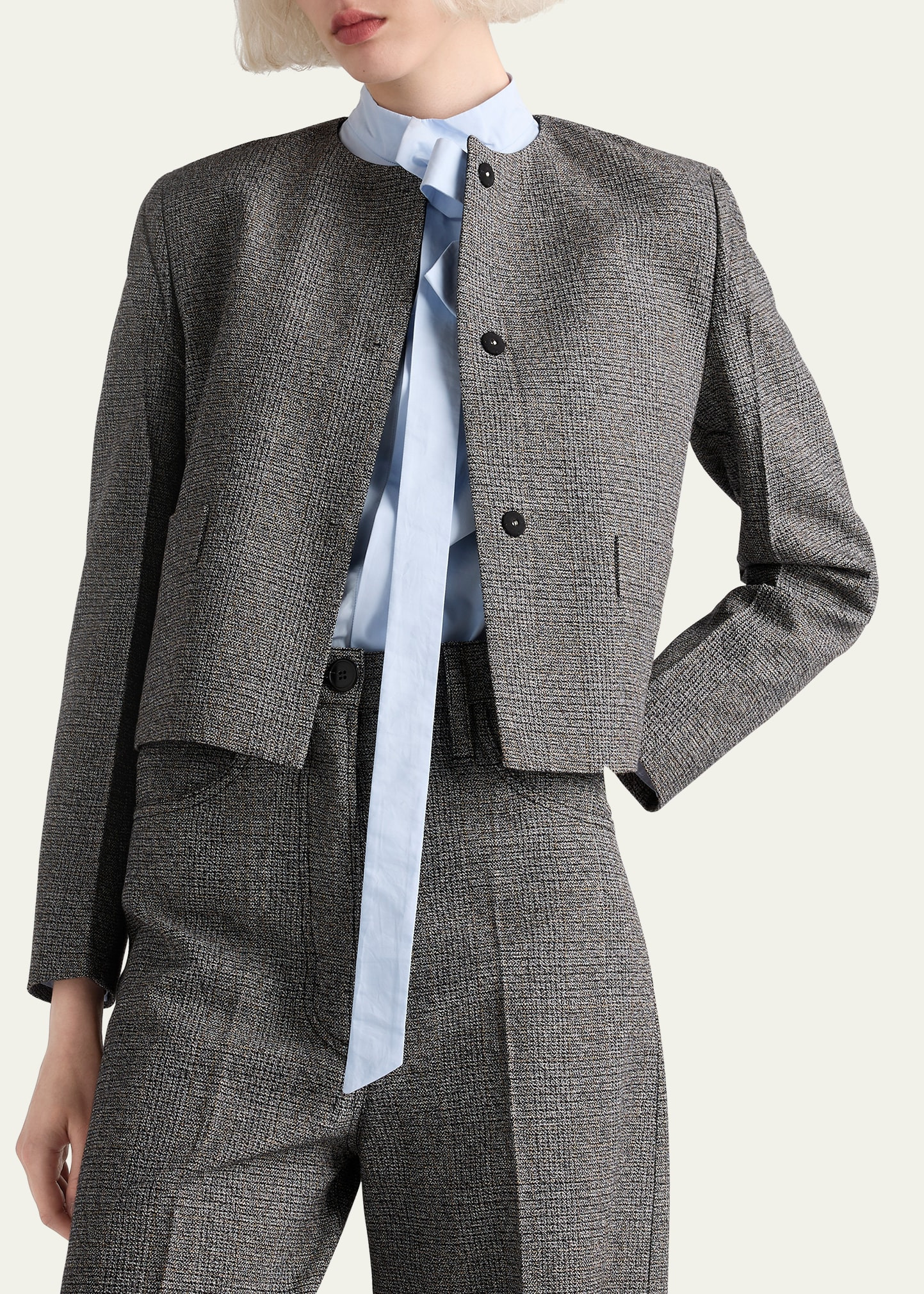 Prince Of Wales Mouline Boxy Crop Jacket - 4