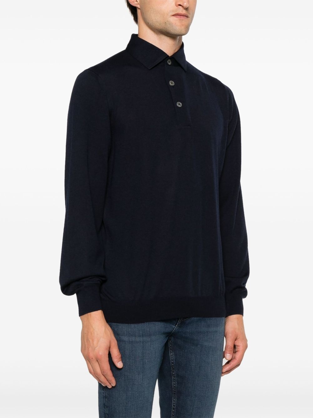 fine-knit polo top - 3