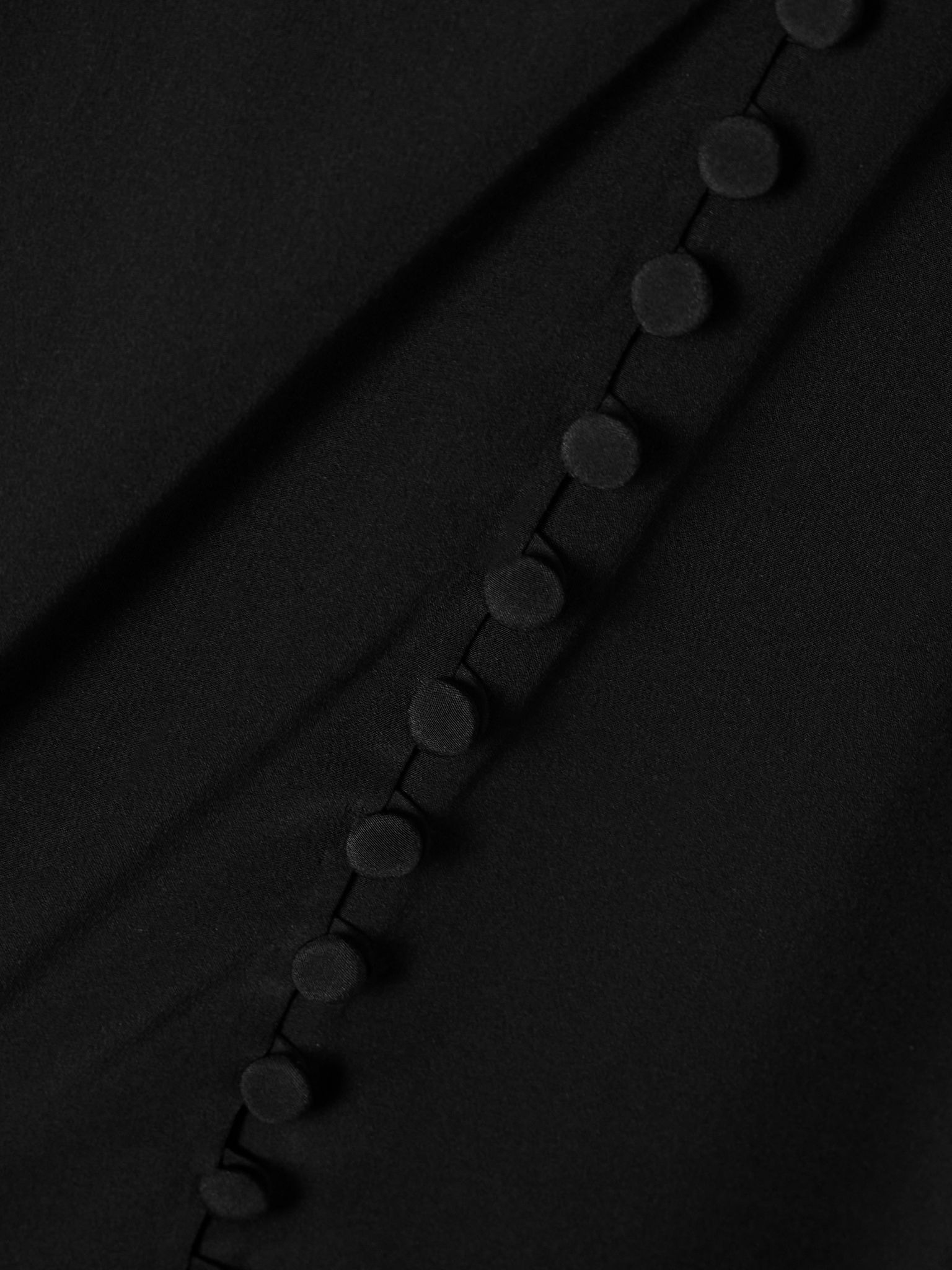 Pussy-bow gathered silk crepe de chine mini dress Black - 4