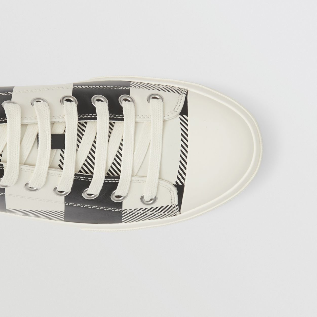 Check Print Leather Sneakers - 2