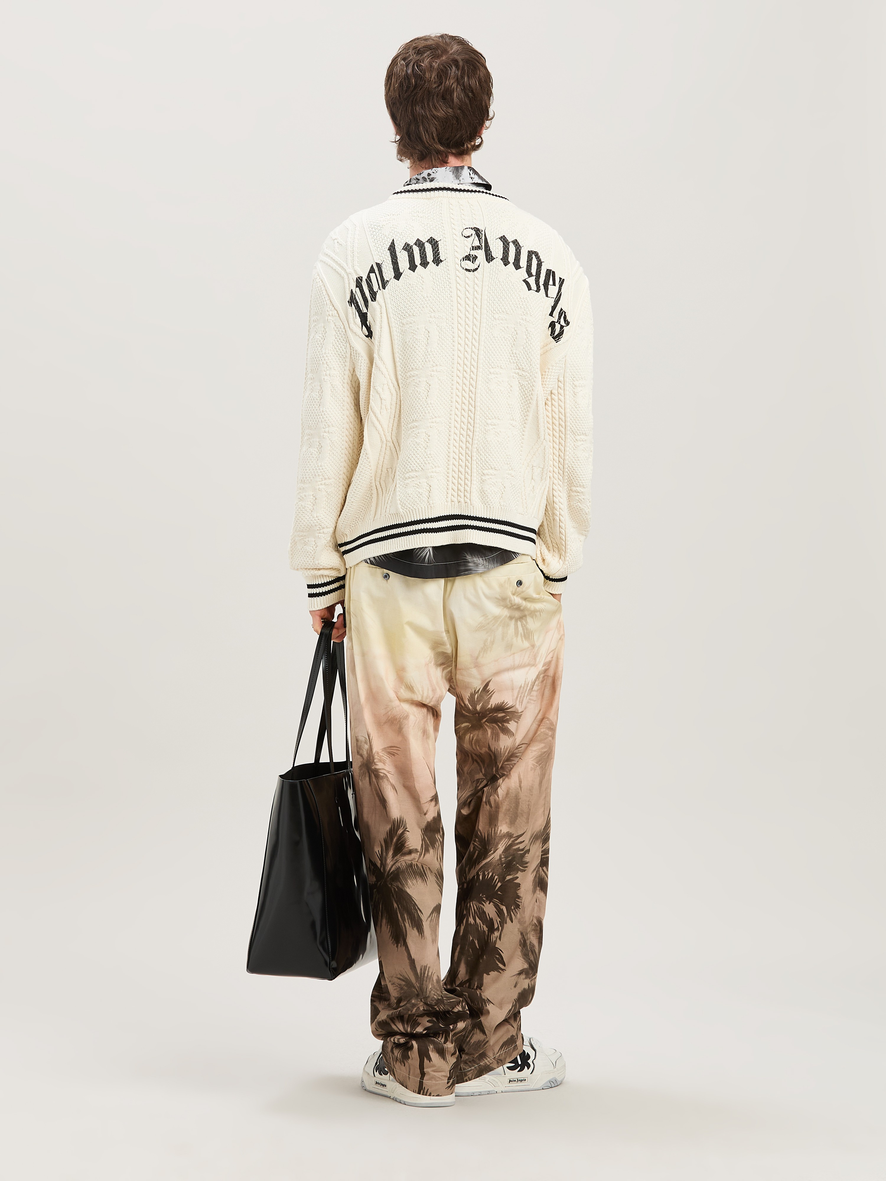 Curved logo cable sweater - 2